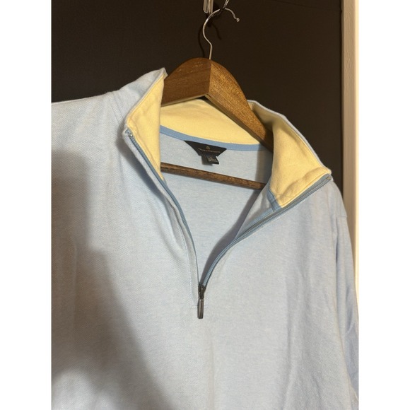Brooks Brothers Mens L Sky Blue 1/2 Half Zip St Andrews Links Golf Performance - Picture 7 of 10